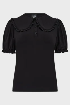 KILLSTAR Erebella Blouse - Plus Size Gothic Ruffle Top -Kill Star Store ErebellaBlouse Black 1
