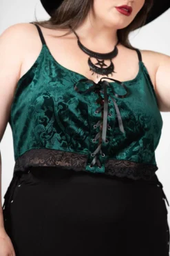 KILLSTAR Fabled Emerald Velvet Plus Size Tank Top -Kill Star Store FABLED TANK TOP EMERALD PLUS W D