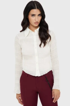 KILLSTAR Fallen Light Top - Ivory Trumpet Sleeve Shirt