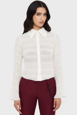 KILLSTAR Fallen Light Top - Ivory Trumpet Sleeve Shirt -Kill Star Store FALLENLIGHTTOP IVORY D