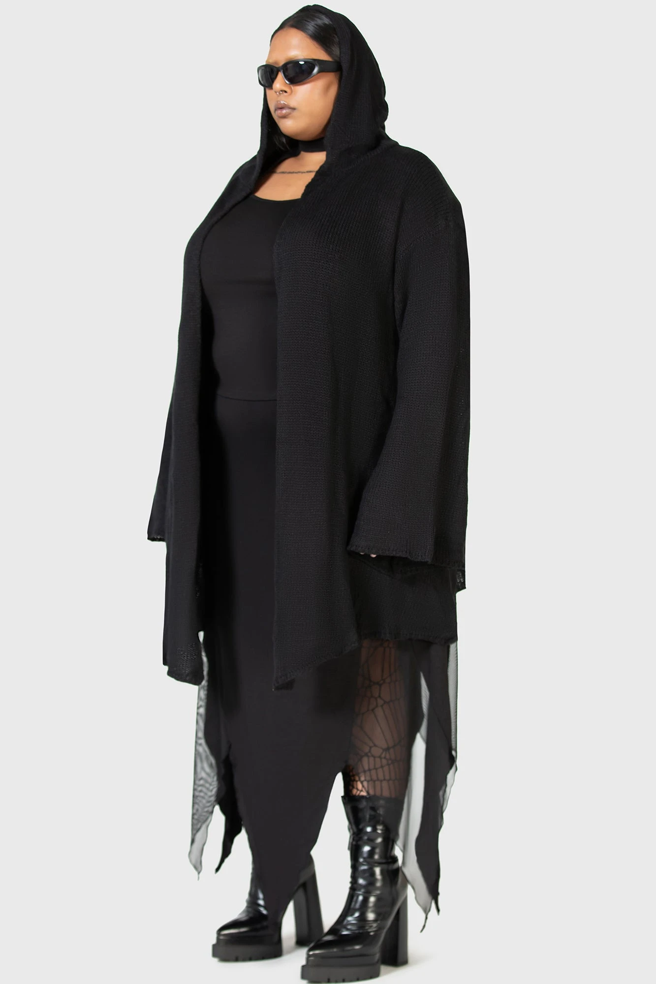 KIHILIST Forget Wishing Plus Size Hooded Knit Cardigan 3 KIHILIST Forget Wishing Plus Size Hooded Knit Cardigan - Image 3
