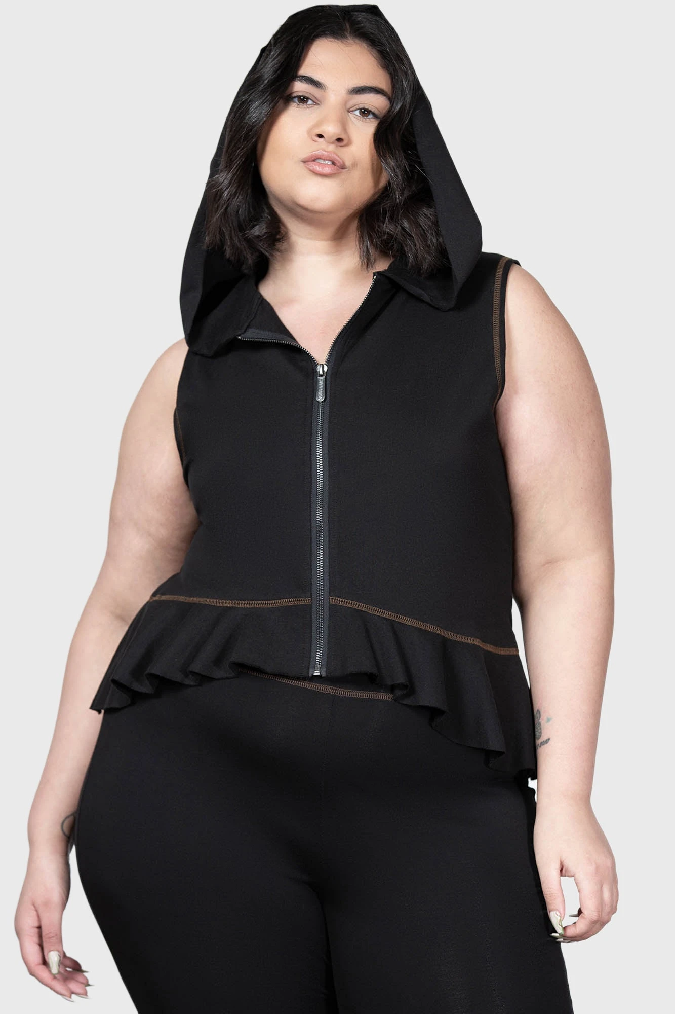 KILLSTAR Furrows Contrast Stitch Hooded Top - Plus Size 1 KILLSTAR Furrows Contrast Stitch Hooded Top - Plus Size