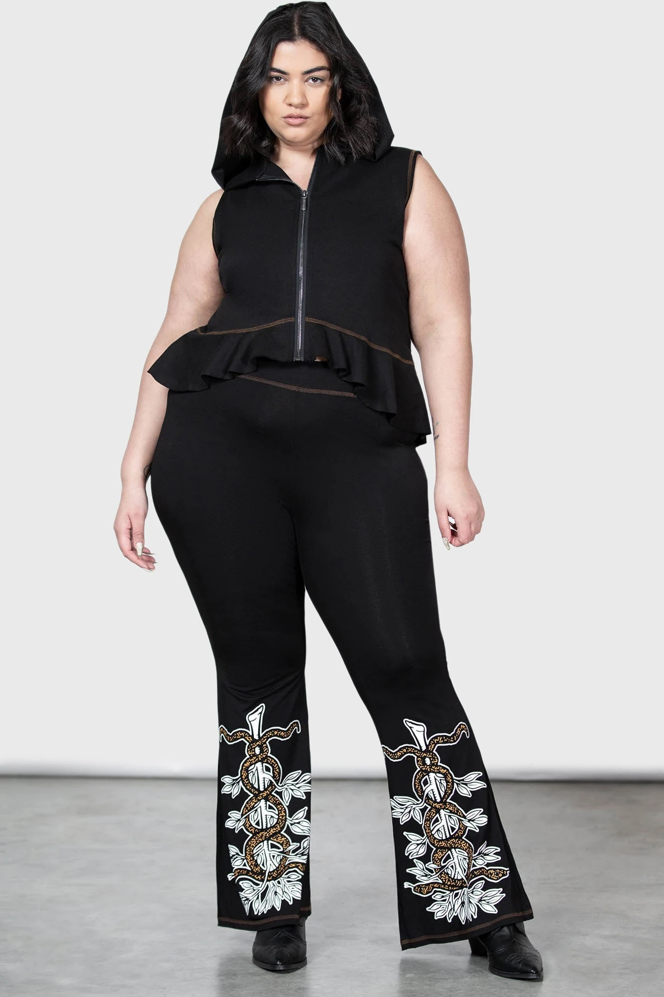 KILLSTAR Furrows Contrast Stitch Hooded Top - Plus Size 3 KILLSTAR Furrows Contrast Stitch Hooded Top - Plus Size - Image 3