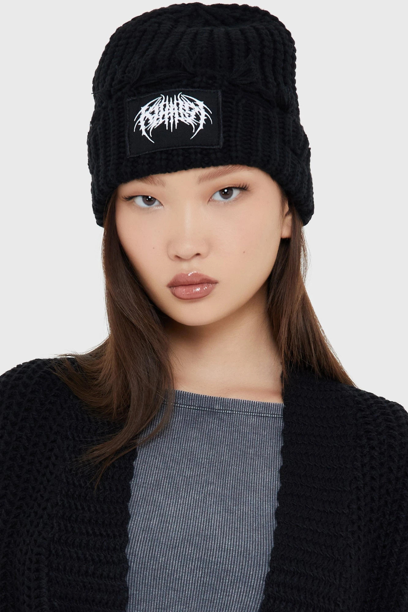 Killstar Forsaken Beanie - Soft Chunky Knit Gothic Hat 1 Killstar Forsaken Beanie - Soft Chunky Knit Gothic Hat