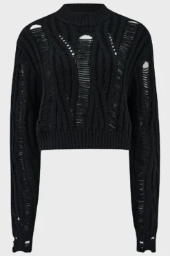 Killstar Ghastmark Distressed Crop Knit Sweater 11 Killstar Ghastmark Distressed Crop Knit Sweater -Kill Star Store GHASTMARKSWEATER BLACK 1