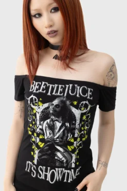 KILLSTAR x Beetlejuice Ghost With The Most Bardot Top -Kill Star Store GHOST WITH THE MOST BARDOT TOP W D