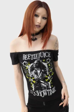 KILLSTAR x Beetlejuice Ghost With The Most Bardot Top -Kill Star Store GHOST WITH THE MOST BARDOT TOP W E