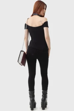 KILLSTAR x Beetlejuice Ghost With The Most Bardot Top -Kill Star Store GHOST WITH THE MOST BARDOT TOP W F