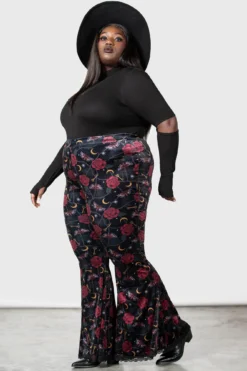 KILLSTAR Glinda Plus Size Velvet Flared Leggings 8 KILLSTAR Glinda Plus Size Velvet Flared Leggings -Kill Star Store GLINDA FLARES PLUS W D