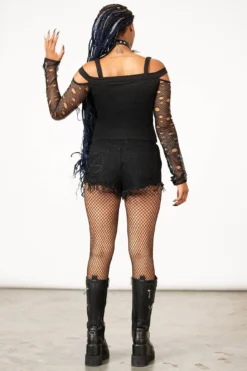 Glitched Fishnet Bardot Top -Kill Star Store GLITCHED FISHNET BARDOT TOP W E