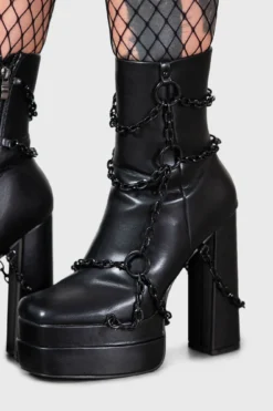 Killstar Gloomed And Doomed Platform Boots with Chain Detail -Kill Star Store GLOOMED AND DOOMED BOOTS W B