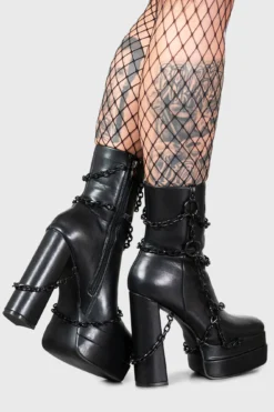 Killstar Gloomed And Doomed Platform Boots with Chain Detail -Kill Star Store GLOOMED AND DOOMED BOOTS W D