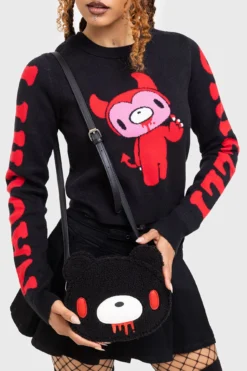 KILLSTAR Gloomy Crossbody Bag - Bouclé Gloomy Bear Design