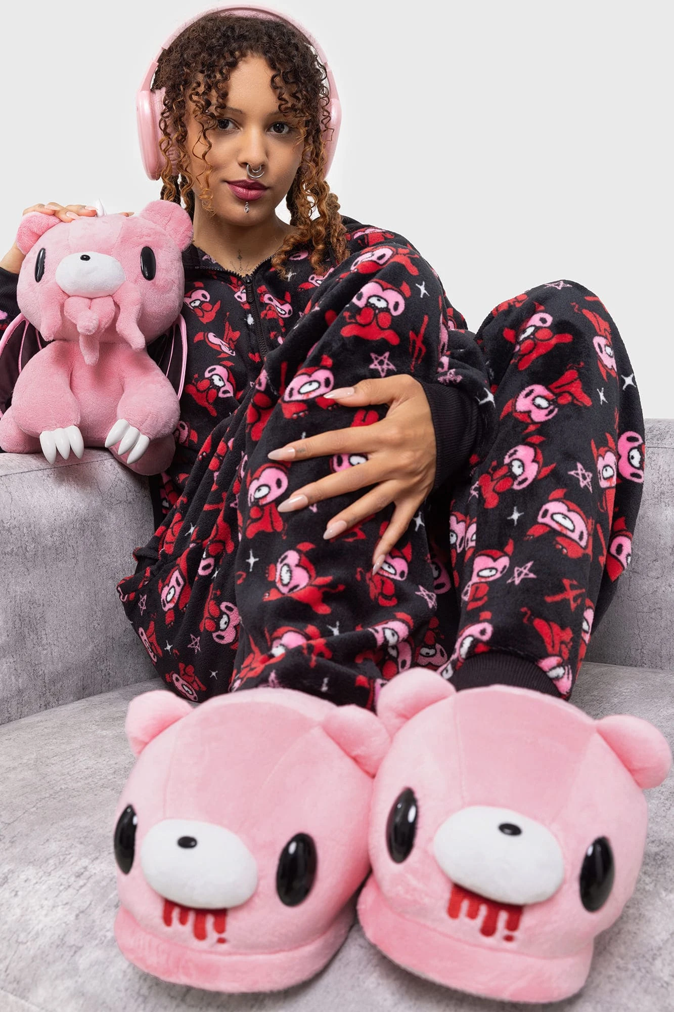 KILLSTAR Gloomy Horns Fleece Onesie - Gloomy Bear Collaboration 3 KILLSTAR Gloomy Horns Fleece Onesie - Gloomy Bear Collaboration - Image 3