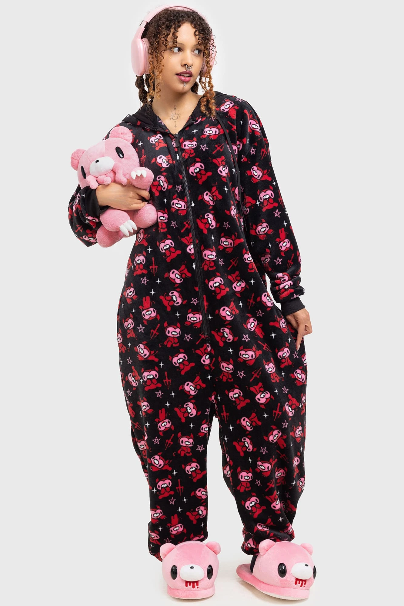KILLSTAR Gloomy Horns Fleece Onesie - Gloomy Bear Collaboration 4 KILLSTAR Gloomy Horns Fleece Onesie - Gloomy Bear Collaboration - Image 4