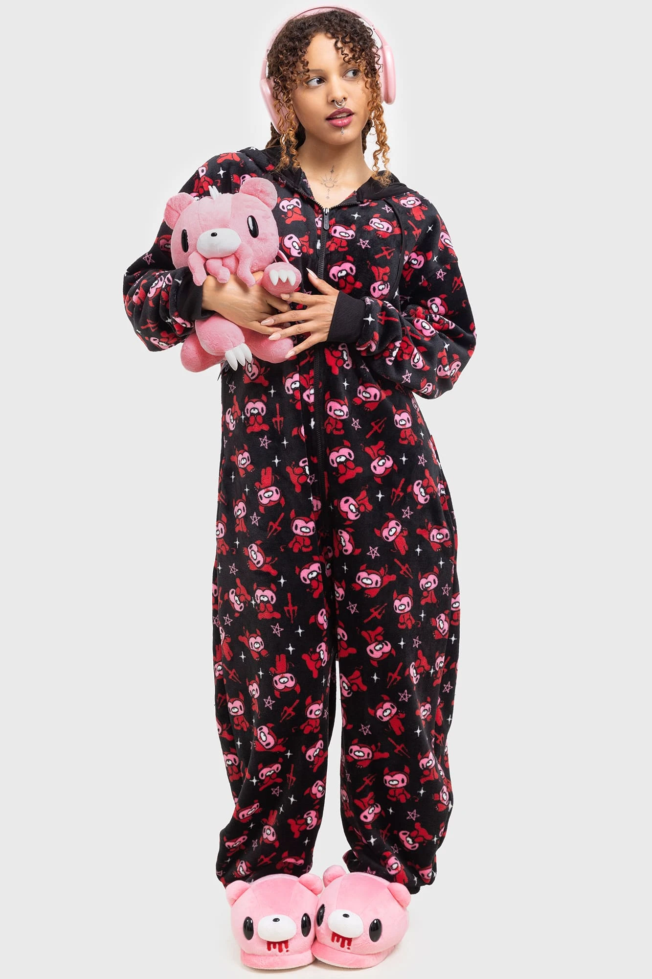KILLSTAR Gloomy Horns Fleece Onesie - Gloomy Bear Collaboration 1 KILLSTAR Gloomy Horns Fleece Onesie - Gloomy Bear Collaboration