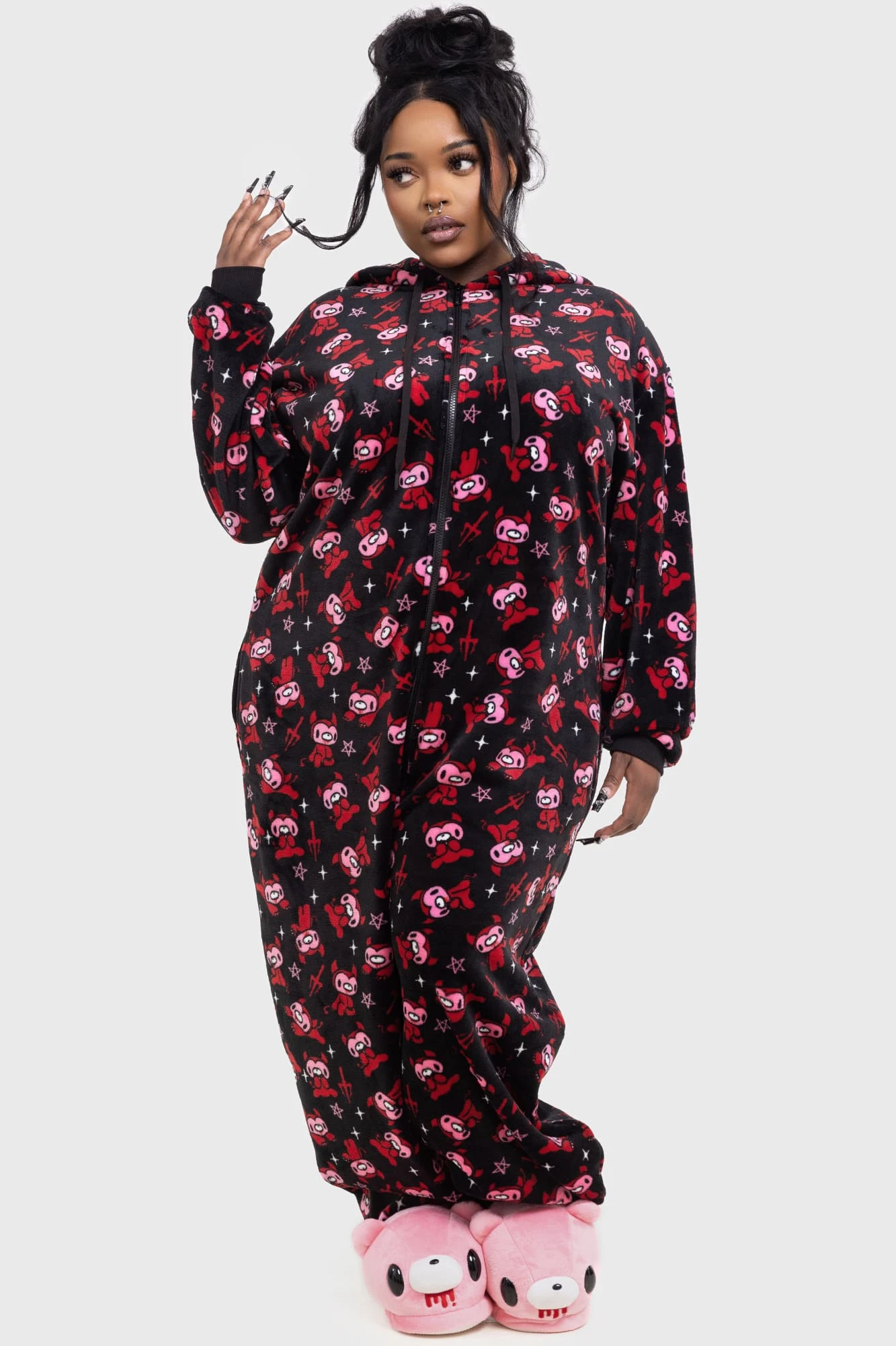 KILLSTAR Gloomy Horns Fleece Onesie - Gloomy Bear Collaboration 5 KILLSTAR Gloomy Horns Fleece Onesie - Gloomy Bear Collaboration - Image 5
