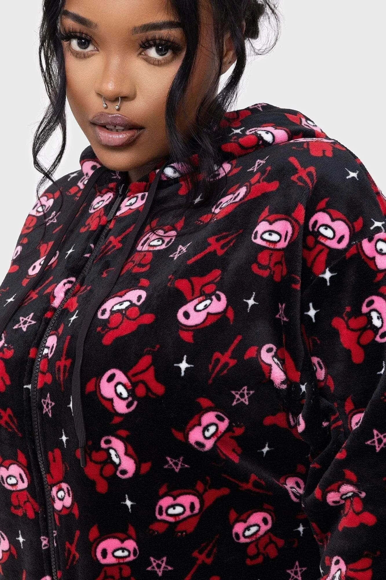 KILLSTAR Gloomy Horns Fleece Onesie - Gloomy Bear Collaboration 6 KILLSTAR Gloomy Horns Fleece Onesie - Gloomy Bear Collaboration - Image 6