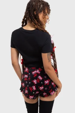 Killstar x Gloomy Bear Gloomy Horns Lounge Shorts -Kill Star Store GLOOMY HORNS LOUNGE SHORTS W Gcopy