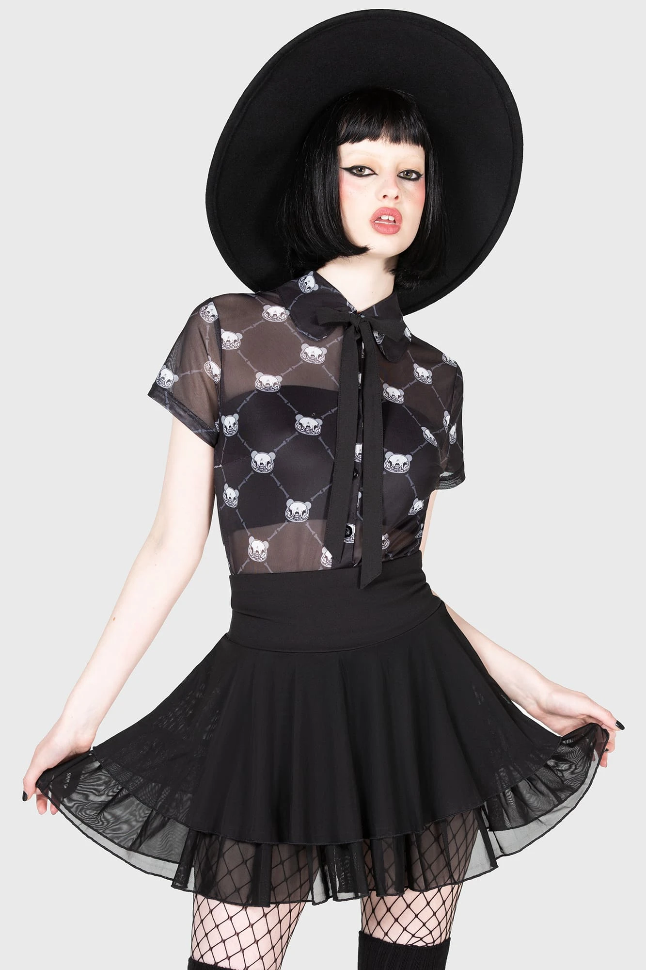 KILLSTAR x Gloomy Bear Goth Bear Mesh Bodysuit 2 KILLSTAR x Gloomy Bear Goth Bear Mesh Bodysuit - Image 2