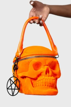 KILLSTAR Grave Digger Skull Handbag - Orange Velvet