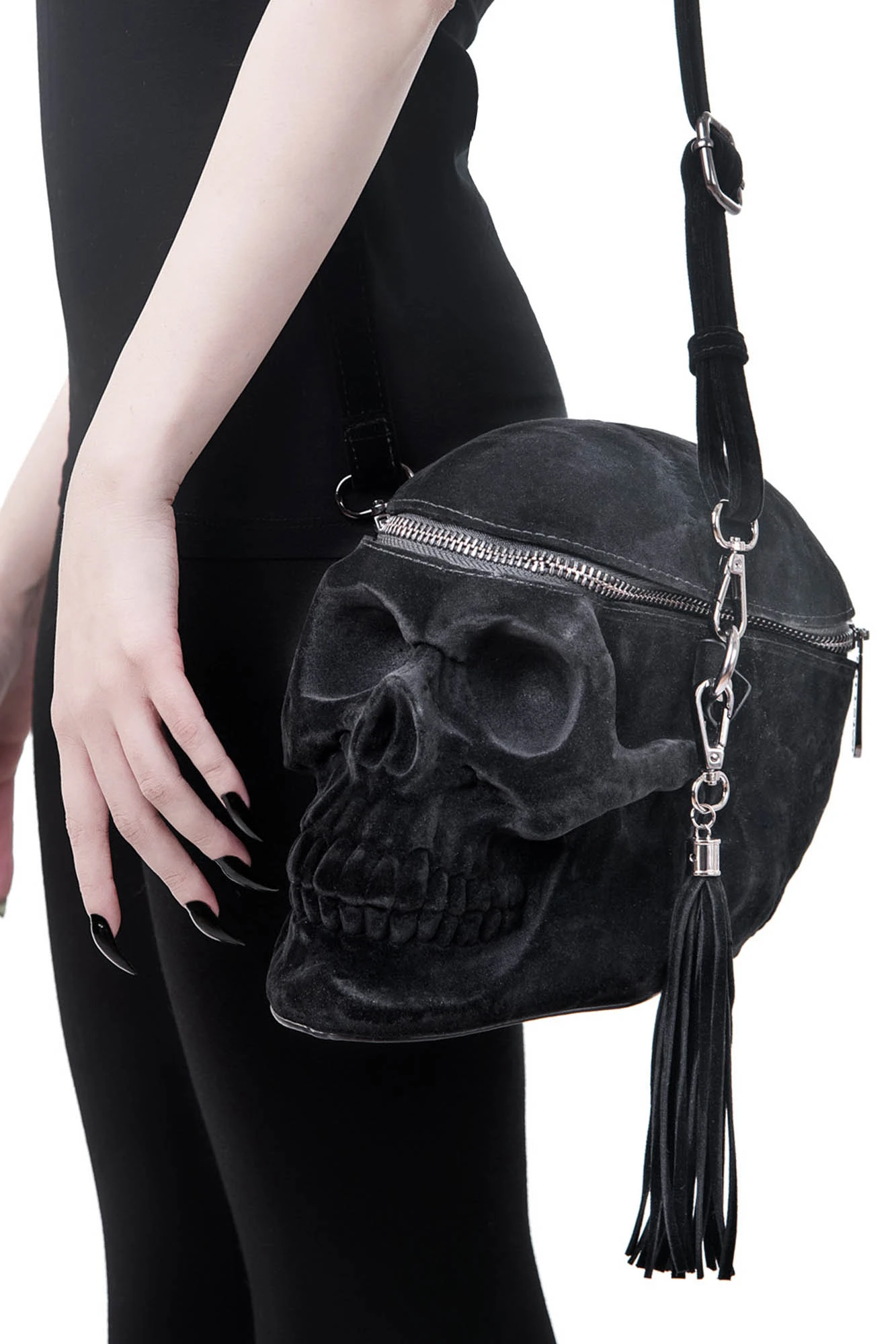 Killstar Grave Digger Skull Handbag - Velvet Edition 2 Killstar Grave Digger Skull Handbag - Velvet Edition - Image 2