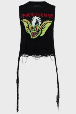 KILLSTAR x Gremlins Stripe Distressed Knit Vest -Kill Star Store GREMLIN STRIPE DISTRESSED KNIT VEST 1 1