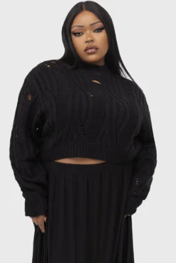 Killstar Ghastmark Distressed Crop Knit Sweater 12 Killstar Ghastmark Distressed Crop Knit Sweater -Kill Star Store Ghastmark Sweater Sweater PLUS B