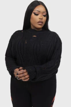 Killstar Ghastmark Distressed Crop Knit Sweater 13 Killstar Ghastmark Distressed Crop Knit Sweater -Kill Star Store Ghastmark Sweater Sweater PLUS C