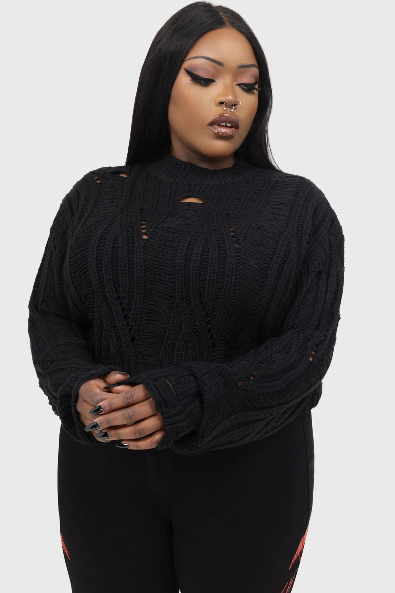 Killstar Ghastmark Distressed Crop Knit Sweater 7 Killstar Ghastmark Distressed Crop Knit Sweater - Image 7