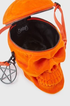 KILLSTAR Grave Digger Skull Handbag - Orange Velvet -Kill Star Store GraveDiggerSkullHandbag ORANGEVELVET I