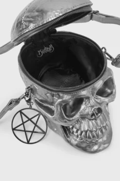 KILLSTAR Grave Digger Skull Handbag [Gunmetal] -Kill Star Store GravediggerBag GUNMETAL I
