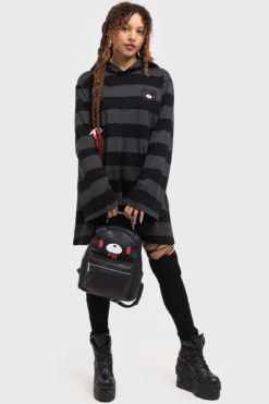 KILLSTAR Harajuku Hooded Dress - Striped Gothic Mini Dress -Kill Star Store HARAJUKU HOODED DRESS W E