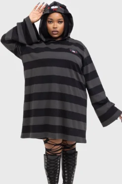 KILLSTAR Harajuku Hooded Dress - Striped Gothic Mini Dress -Kill Star Store HARAJUKU HOODED DRESS PLUS W D 74a89d4a 997f 4dd5 824c 0324561fbd80