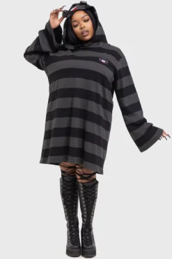 KILLSTAR Harajuku Hooded Dress - Striped Gothic Mini Dress -Kill Star Store HARAJUKU HOODED DRESS PLUS W E c3d99e7f 6762 4884 8905 b6b4584bc299