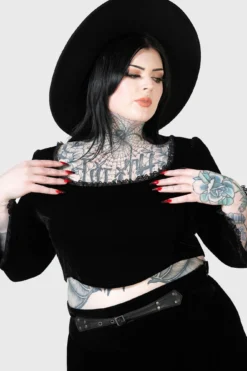 KILLSTAR Harietta Long Sleeve Velvet Top - Plus Size