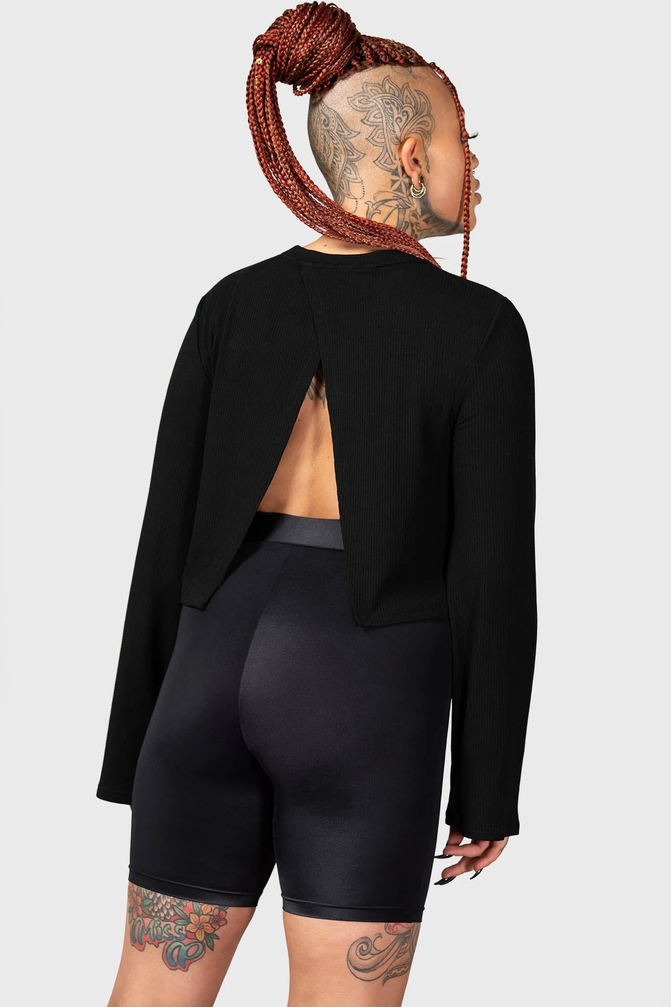 KILLSTAR Haunted Affirmations Open Back Cropped Long Sleeve Top 2 KILLSTAR Haunted Affirmations Open Back Cropped Long Sleeve Top - Image 2