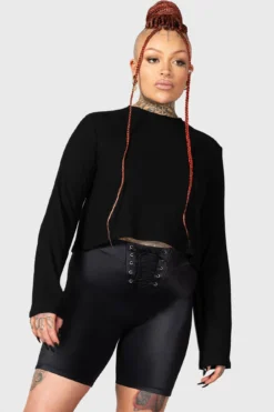 KILLSTAR Haunted Affirmations Open Back Cropped Long Sleeve Top 11 KILLSTAR Haunted Affirmations Open Back Cropped Long Sleeve Top -Kill Star Store HAUNTED AFFIRMATIONS LONG SLEEVE TOP W C