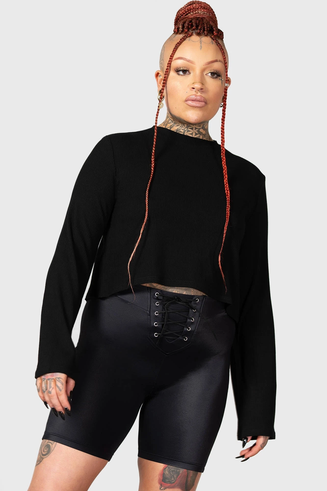 KILLSTAR Haunted Affirmations Open Back Cropped Long Sleeve Top 4 KILLSTAR Haunted Affirmations Open Back Cropped Long Sleeve Top - Image 4