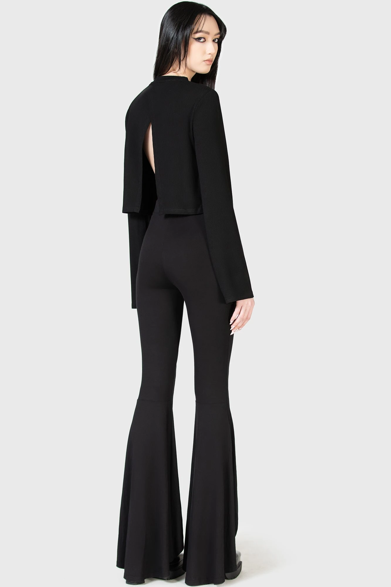 KILLSTAR Haunted Affirmations Open Back Cropped Long Sleeve Top 3 KILLSTAR Haunted Affirmations Open Back Cropped Long Sleeve Top - Image 3