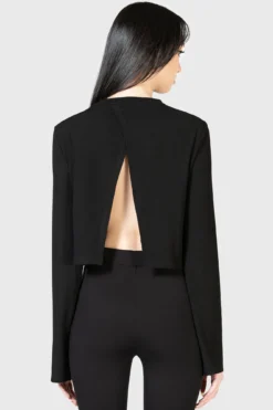 KILLSTAR Haunted Affirmations Open Back Cropped Long Sleeve Top 12 KILLSTAR Haunted Affirmations Open Back Cropped Long Sleeve Top -Kill Star Store HAUNTED AFFIRMATIONS TOP W E