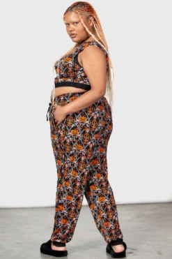 KILLSTAR Haunted Joggers [Plus Size] - Baroque Pumpkin Gothic Loungewear -Kill Star Store HAUNTED JOGGERS PLUS W D