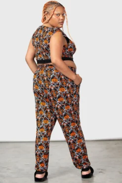 KILLSTAR Haunted Joggers [Plus Size] - Baroque Pumpkin Gothic Loungewear -Kill Star Store HAUNTED JOGGERS PLUS W E