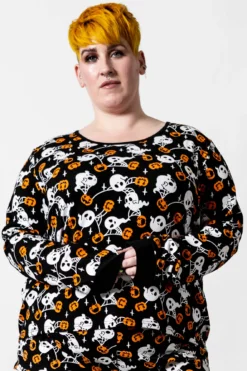 Haunted Pumpkin Long Sleeve Top [PLUS] -Kill Star Store HAUNTED PUMPKIN LONG SLEEVE TOP PLUS C