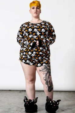 Haunted Pumpkin Long Sleeve Top [PLUS] -Kill Star Store HAUNTED PUMPKIN LONG SLEEVE TOP PLUS E