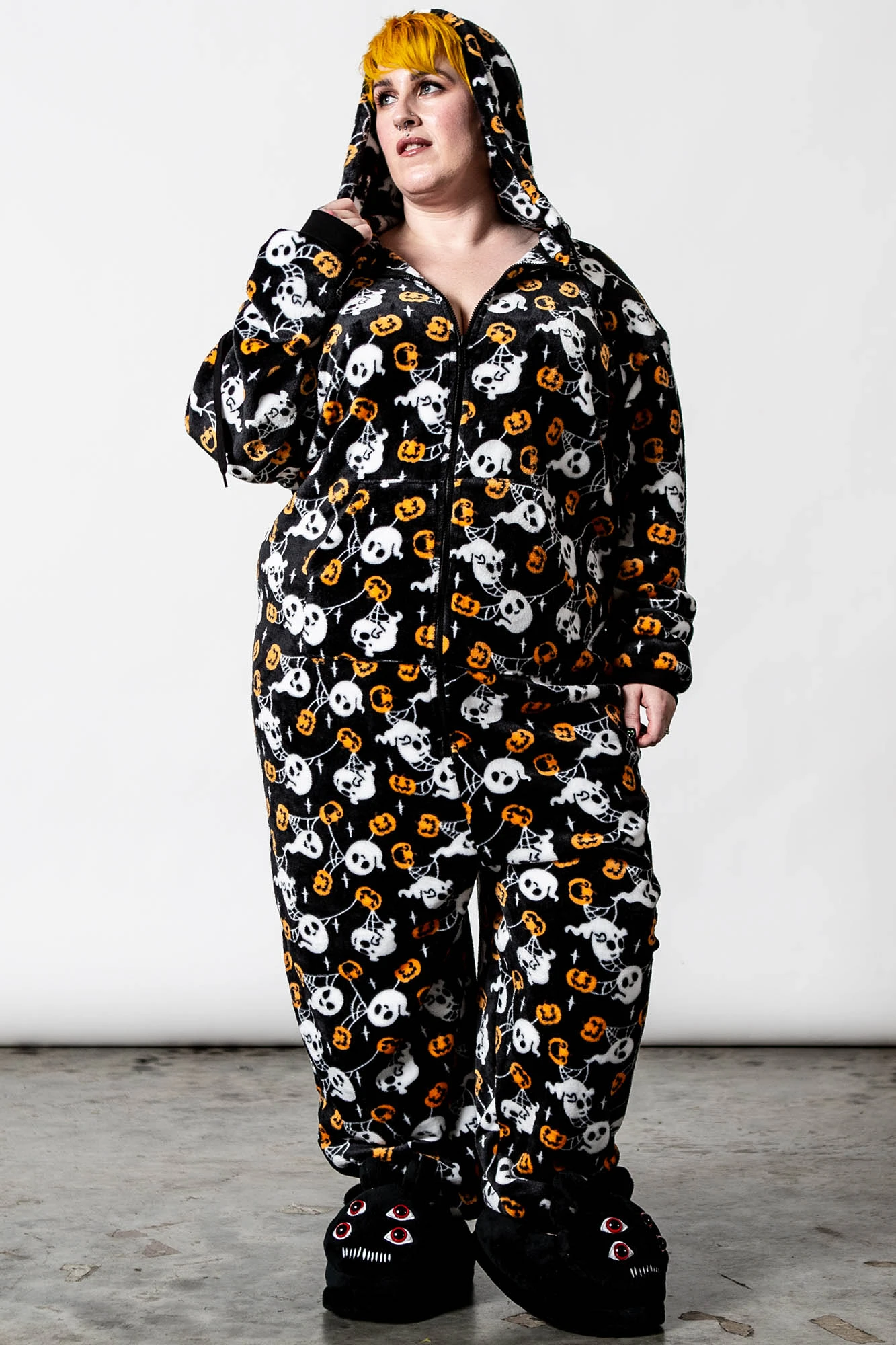 KILLSTAR Haunted Pumpkin Oversized Plus Size Onesie 3 KILLSTAR Haunted Pumpkin Oversized Plus Size Onesie - Image 3