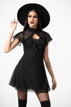 KILLSTAR Hauntilda Keyhole Dress - Womens Gothic Mesh Dress -Kill Star Store HAUNTILDA KEYHOLE DRESS W D