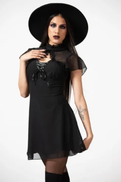KILLSTAR Hauntilda Keyhole Dress - Womens Gothic Mesh Dress -Kill Star Store HAUNTILDA KEYHOLE DRESS W F