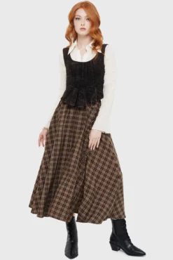 Haven Hollow Skirt [BROWN TARTAN] -Kill Star Store HAVENHOLLOWSKIRT BROWNTARTAN D