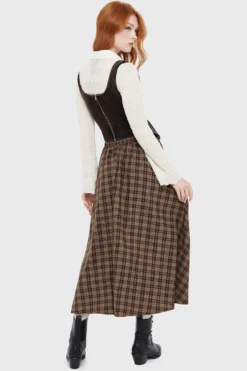 Haven Hollow Skirt [BROWN TARTAN] -Kill Star Store HAVENHOLLOWSKIRT BROWNTARTAN F
